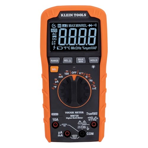 Klein Tools MM720 Digital Multimeter, Auto-Ranging TRMS, Low Impedance (LoZ), 1000V AC/DC Voltage, 10A AC/DC Current, 60 MOhms Resistance