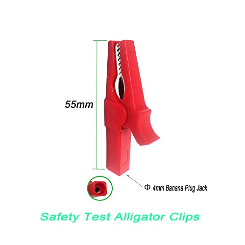 5 Pairs Fully Insulated 30A Safety Test Alligator Clips | With Banana Socket and 4mm Banana Plug Connectors ideal for Automotive Electrical Testing Battery Connection (Red+Black） - style: Alligator clip