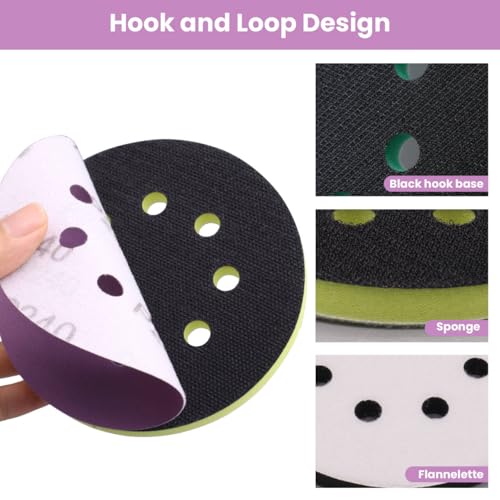 5 Inch 8 Hole Hook and Loop Interface Pads and Sanding Discs | 4PCS Orbital Sander Foam Pads & 30PCS Sandpaper,Soft Density Sponge Cushion Buffer Backing Pad,240 320 400 600 800 1000 Grit - color: 4PC Pads & 30PC Sanding Discs