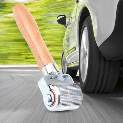 Aramox Patch Tire Repair Tool, Car Wheel Wood Handle Tire Patch Repair Stitcher Ball Bearing Roller Repair Tool (L)