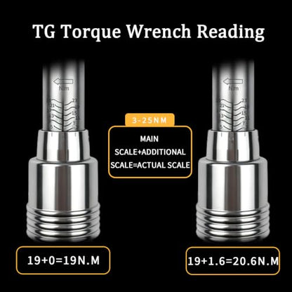 TYD 3/8 Inch Drive Torque Wrench Click 3~25 NM ±4% Accuracy | Adjustable Mini Torque Wrench 72-Tooth Reversible Ratchet for Bicycle & Motorcycle Precision Repair - style: TG-25(3-25NM)