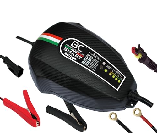 BC Smart 2000+ 12V 2.0A Intelligent Battery Charger and Maintainer 8 Step Automatic Trickle Float Desulfator For Cars Motorcycles ATVs and Deep Cycle Lead Acid Batteries with Alternator Tester US Plug