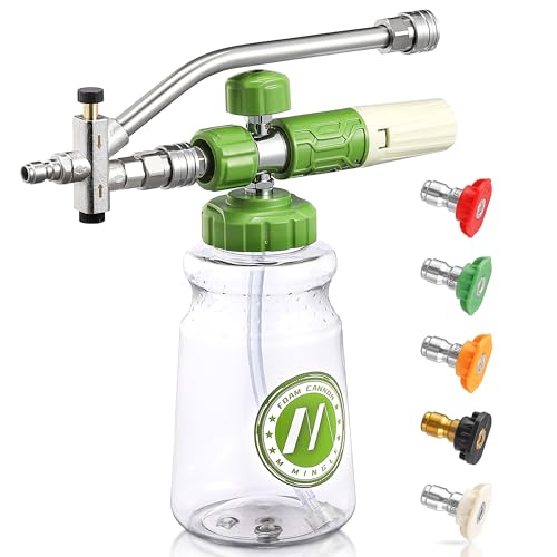 M MINGLE Foam Cannon for Pressure Washer with Dual-Connector Tool - Dual Lance Pressure Washer Wand for Adjustable Soap Cannon - M22 and 1/4" Quick Connect - 3600 PSI - size: 1 L