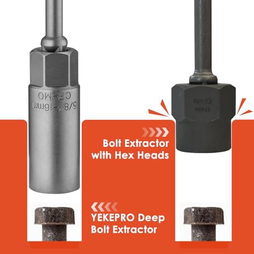7 PCS Bolt Extractor Kit, 3/8" Drive Spark Plug Removal Extraction Socket Tool, Spiral Deep Bolt Extractor Set for Damaged, Frozen, Rusted, Rounded-Off Bolts, Studs, Nuts & Screws, T38207 - size: 7-pieces