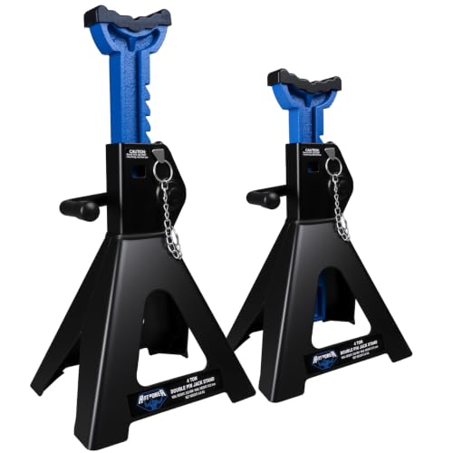 Jack Stands 6 Ton with Double Locking, 12000 lb Capacity, Heavy Duty Car Jack Stands with Rubber Pads, Adjustable for Lifting SUV, Pickup Truck Garage, 1 Pair Blue and Black - style: 6T Double Pin Locking with Rubber Pads