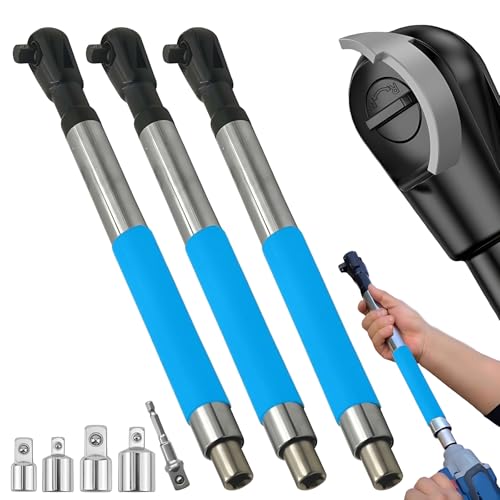 Offset Extension Wrench Impact – Electric Ratchet Wrench, Multifunctional & Durable Power Ratchet Wrenches, Chain Drive Wrench Extender, Dual-Mode Torque Control, Compatible with 1/2" Sockets(3xBlue) - color: Blue 3 Pack