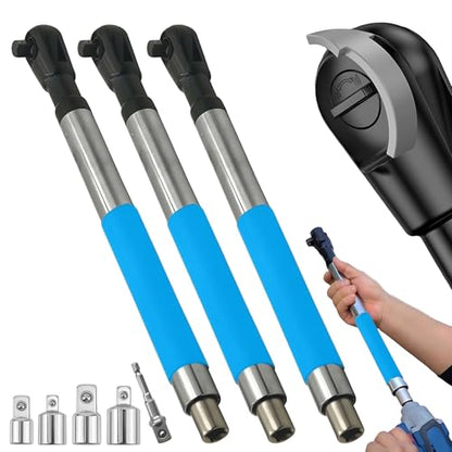 Offset Extension Wrench Impact – Electric Ratchet Wrench, Multifunctional & Durable Power Ratchet Wrenches, Chain Drive Wrench Extender, Dual-Mode Torque Control, Compatible with 1/2" Sockets(3xBlue) - color: Blue 3 Pack