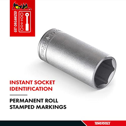 Teng Tools 7/16 Inch 6 Point SAE Deep 1/4 Inch Drive Chrome Vanadium Socket | Mechanic Tool | Hand Tool - M140214-C - size: 7/16 Inch, style: Deep SAE