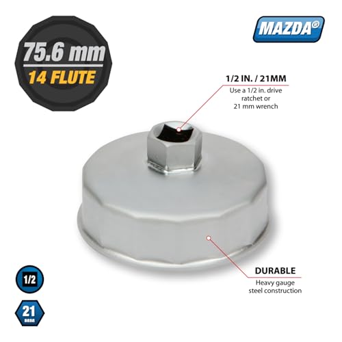 Performance Tool W54077-14 Flutes 75.6 Mm Heavy Duty Cap Style Oil Filter Wrench - style: Mazda/Ford/Mercury Oil Cartridge Socket