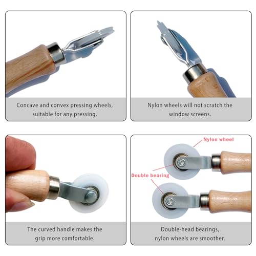 BAYTORY Window Screen Repair Kit, Nylon Roller Tool with Bearing | Spline Removal Hook and 32ft Retainer Spline Replacement for Installing Door Mesh Screens