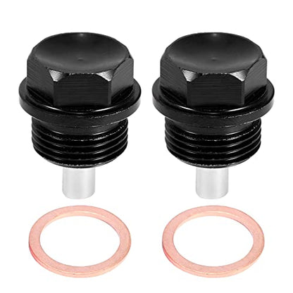 X AUTOHAUX 2 Set M20x1.5 Oil Drain Plug Magnetic Aluminum Alloy Sump Drain Nut Oil Drain Bolt with 2 Washer for Car Motorcycle Black - size: M20x1.5