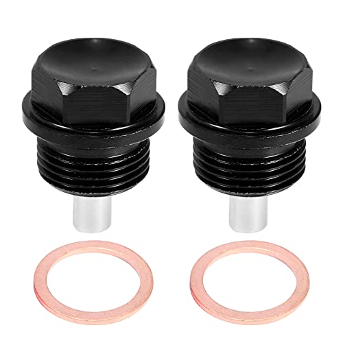 X AUTOHAUX 2 Set M20x1.5 Oil Drain Plug Magnetic Aluminum Alloy Sump Drain Nut Oil Drain Bolt with 2 Washer for Car Motorcycle Black - size: M20x1.5