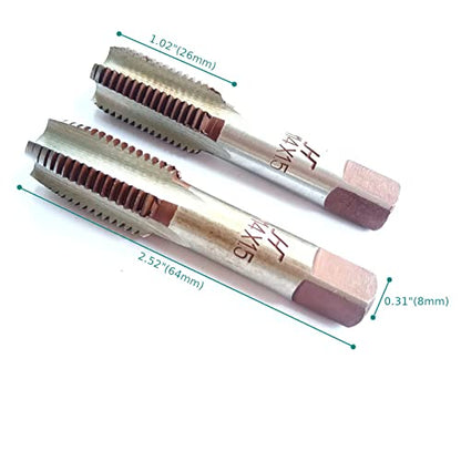 AtticZone M14 x 1.5 Metric Hand Thread Tap, Right Hand, Alloy Tool Steel, 1 Taper Tap, 1 Plug Tap for Metal Working DIY Industrial - size: M14x1.5