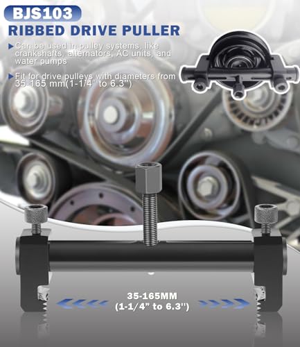 Bonbo Universal Ribbed Drive Pulley Crankshaft Remover Tool for A/C Unit Water Pumps Automotive, Adjustable Timing Puller