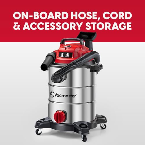 Vacmaster VOC812SF 1101 8-Gallon Premium Stainless Steel Wet/Dry Vacuum, Red Edition, 8 Gal - size: 8 Gal
