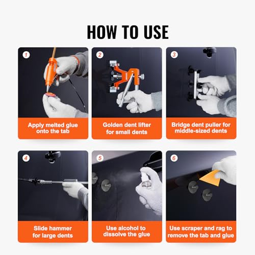 VEVOR 117 PCS Car Dent Puller Kit, Paintless Dent Repair Tool with Lifter, Slide Hammer & Suction Cup for Auto Body Dents, Hail Damage, Door Dings - style: 117PCS
