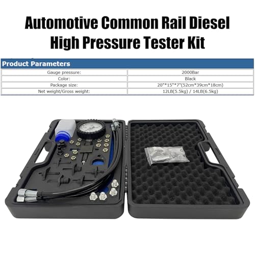 Automotive Common Rail Diesel High Pressure(2000Bar) Tester Kit and Injector Pipe Blanks Automotive Diesel Common Rail Pressure Detection Tool for Different Testing