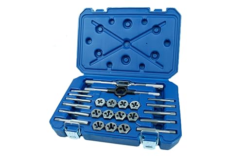 Century Drill & Tool 98904 Fractional Tap & Die Set, 24 Piece | 24 Piece Fractional Tap & Die Set, Precision-Cut Threads for Clean, Accurate Results: Each plug tap and hex - size: 24-Piece