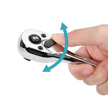 DURATECH 3/8-Inch Drive Ratchet, 90-Tooth Quick-Release Ratchet Wrench | Reversible, Cr-V Made, 4° Swing, Full Polished, Professional Socket Wrench for Men Women Stocking Stuffers for Men Women - size: 3/8"(Polished)