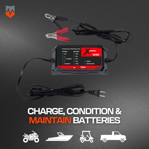 PulseTech XC400 Xtreme Charge 4 AMP Smart Battery Charger Maintainer, Trickle Charger | Test, Charge, Condition and Maintain All Types of 12V Lead-Acid Batteries