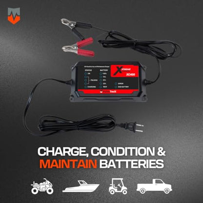 PulseTech XC400 Xtreme Charge 4 AMP Smart Battery Charger Maintainer, Trickle Charger | Test, Charge, Condition and Maintain All Types of 12V Lead-Acid Batteries