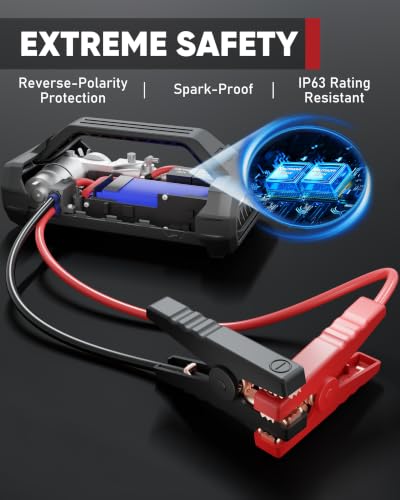 LOKITHOR JA300 Jump Starter with Air Compressor, 12V 1500A Portable Car Battery Booster (Up to 7.0L Gas / 4.5L Diesel), 150PSI Tire Inflator with Digital Display & Auto Shut-Off