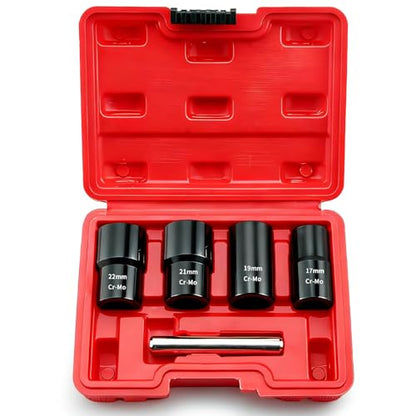 5 PCS 1/2” Twist Socket Set, 6-Point Sockets Nut and Bolt Extractor Tool Kit,Bolt & Stripped Lug Nut Remover Socket Tool for Damaged(17 mm, 19 mm, 21 mm, 22 mm) - color: 5 Pcs-1/2