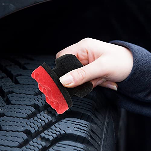 3 Pieces Tire Shine Applicator Pads - Dressing Sponge Foam Gel Wet Car Detailing Reusable Cleaning Supplies (Black, Red, Blue, 3.15 Inch) - color: Black, Red, Blue, size: 3.15 Inch