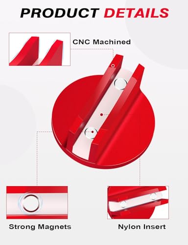 0.45'' Grooved Magnetic Jack Pad, 2PCS, Red | Aluminum Alloy, Universal, Pinch Weld Jack Pad, Floor Jack Adapter, Frame Rail Pretection - color: Red 2 Pack