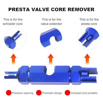 13 PCS Bicycle Valve Core Remover Tool Kit, Metal Bike Valve Cores Replacement with Repair Tightening Tool, Universal Tire Stem Core Kit Compatible with Presta & Schrader Valves