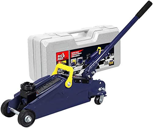 Big RED AT82012U-1 Torin Hydraulic Trolley Service/Floor Jack with Blow Mold Carrying Storage Case, 2 Ton (4,000 lb.) Capacity, Blue - color: Blue, size: 2 Ton (4,000 lb) with Case