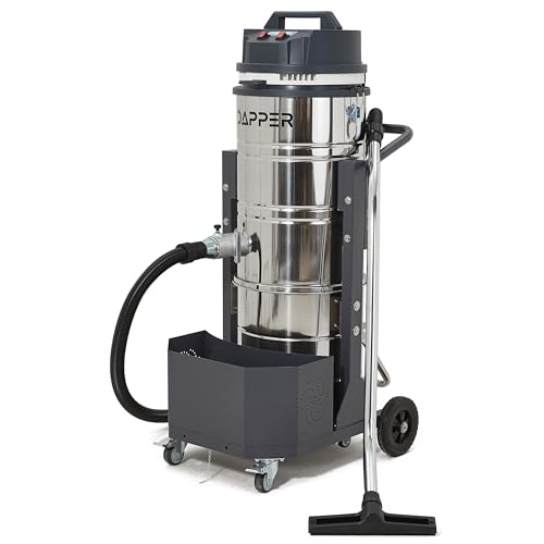 26.5 Gallon Heavy-Duty Industrial Wet/Dry Vacuum, Dual Motor, 3.3 HP, 222 CFM, 27" Squeegee, 120V/20A Plug, 2 Year Warranty - Ideal for Construction Sites, Warehouses & Industrial Cleanup - size: 26.5 Gal