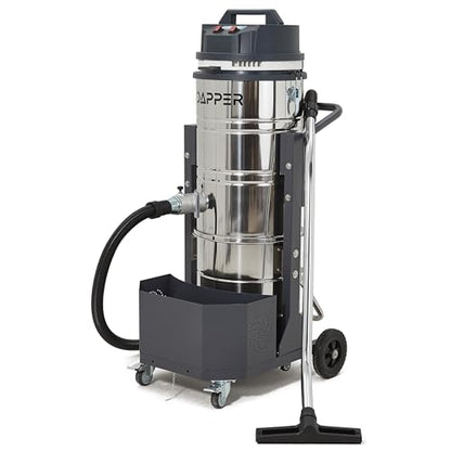26.5 Gallon Heavy-Duty Industrial Wet/Dry Vacuum, Dual Motor, 3.3 HP, 222 CFM, 27" Squeegee, 120V/20A Plug, 2 Year Warranty - Ideal for Construction Sites, Warehouses & Industrial Cleanup - size: 26.5 Gal