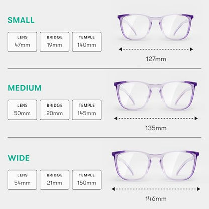 Stoggles Square Z87.1 Certified Polycarbonate Safety Glasses, Anti-Fog | Stylish, Protective, Blue-Light + UV Blocking, Top/Side Shields, Rx Ready, Unisex, Light, Scratch & Impact Resistant - color: Lilac, size: Medium