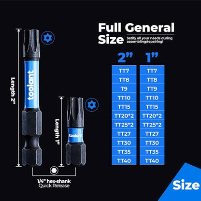 toolant Impact Torx Bit Set 27pcs (TT7-TT40), Christmas Stocking Tool Set, Gifts for Men Adults,Husband, S2 Steel Tamper Proof Star Security Torx Bit Set - size: 27Pcs