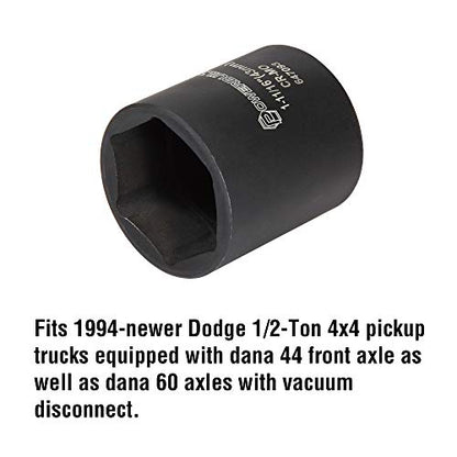 Powerbuilt Dodge Spindle Nut Socket, 1/2 Inch Drive 6 Point, 1-11/16 Inch, 4x4 Pickup Trucks, Front Axle - 647093 - style: Dodge