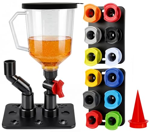 MaxWorks 51220 19-Piece No Spill Universal Engine Oil Funnel Kit, 1.5L Automotive Set with 12 Color-Coded Adapters, Magnetic Storage Holders, for Toyota, Honda, BMW, Mercedes, Ford, VW