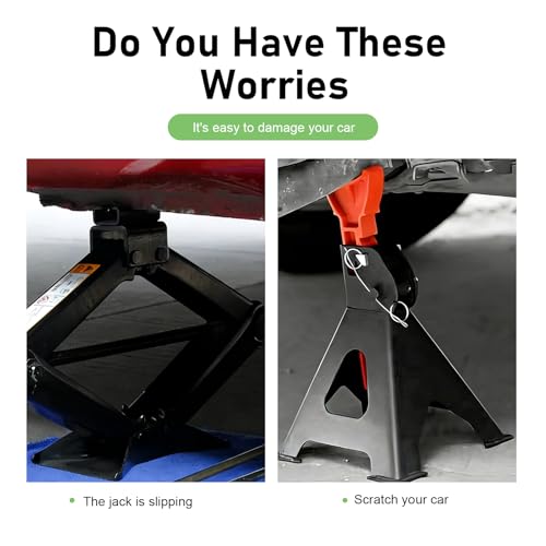 2 PCS 2-3 Ton Jack Stand Pads for Car, Anti-Slip Rubber Floor Jack Pad, Load-Bearing, Universal for Most Cars, Trucks, SUVs (Black) - color: 3 Ton #Black