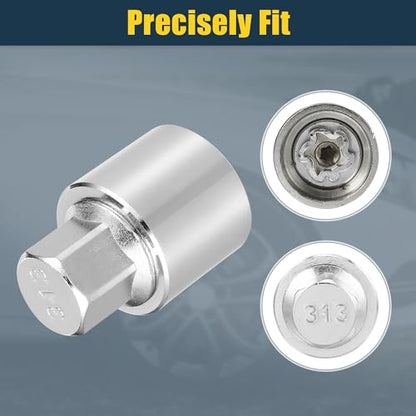 uxcell Vehicle 1 Set 313 Wheel Lock Lug Nut Anti Theft Lug Nut Screw Removal Socket Key for Mercedes Benz Wheel Lock Key with Protector Nut Socket