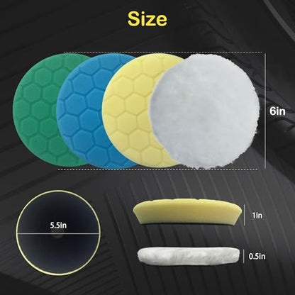 5 Pack 6 Inch Polishing Pads Heavy Duty Orbital Polishing Pads for Painted Surfaces Hook and Loop Foam Buffer Pad Set, Fits 5.5" Backing Plate