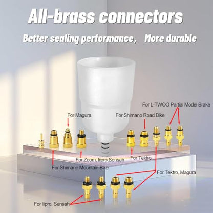 Brake Bleed Kit for Shimano, TEKTRO, TRP Hydraulic Disc Brakes, Bike Brake Bleed Kit with Brass Connector, 150 ML Mineral Oil Brake Fluid