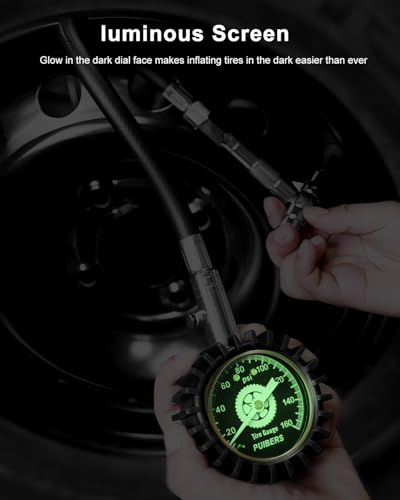 Tire Pressure Gauge for Cars Schrader and Presta 160 PSI, Road Bike Tire Air Pressure Gauge Luminous Dial, Suitable for Car, Motorcycle, Bike, SUV and Truck - size: 160PSI Schrader/Presta