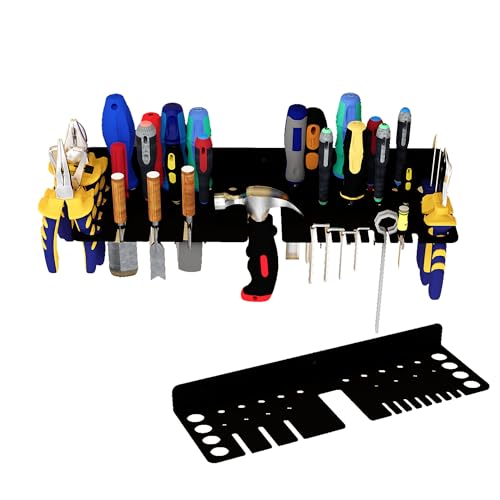 Screwdriver Organizer, Pliers Rack, Hammer Holder, Heavy Duty Wall Mounted Tool Storage Rack, Hand Tools Organizer, Metal Organizer for Garage Workshop, Garage Tool Organizer Wall Mount, 15.75 Inch - color: Large Mixed Rack