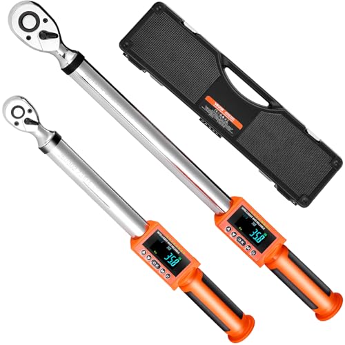 VEVOR Digital Torque Wrench 3/8 1/2 Inch Drive, 0-44.25FT.LB(0-60Nm)/0-162.26FT.LB(0-220Nm) ±2% Accuracy, Electronic Torque Wrench with Preset Mode,Vibration,Buzzer,LED Notification,5Units of Measure - size: 0-44.25FT.LB, 0-162.26FT.LB, style: 3/8 1/2-Inc