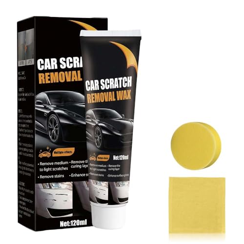 Car Scratch Repair Wax with Sponge and Towel, 2026 New Upgrade Car Scratch Remover Wax, Automotive Scratch Repair, Professional Car Paint Repair Compound for Deep Scratches (120g)