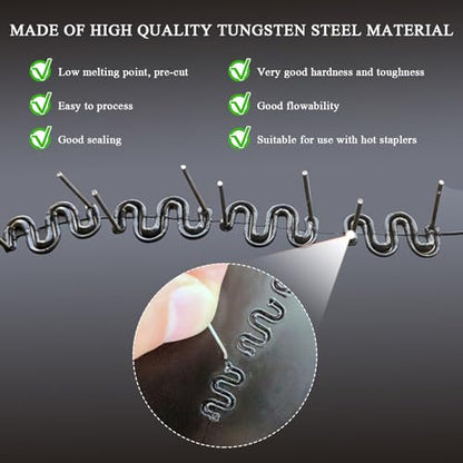 600PCS Hot Staples Welding Rods, 0.6mm 0.8mm Wave Shape Bumper Dashboard Repair Welding Wire, Metal Plastic Welding Staples Supplies for Machine Repair, Car Accessories - color: 600pcs