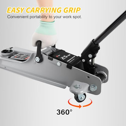 Nilight 2.5 Ton Floor Jack, Low Profile Hydraulic Trolley Car Jack with 360° Swivel Lifting Arm, Heavy Duty Steel Service Jack, Lifting Range 3.35" to 15.15"