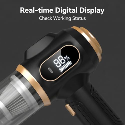 Handheld Car Vacuum, 21000Pa Cordless Vacuum with LCD Screen, Rechargeable Vacuum for Car Detailing, Home, Office, Pet Hair, Portable Vacuum Cleaner with 7-in-1 Cleaning Kit (Black)