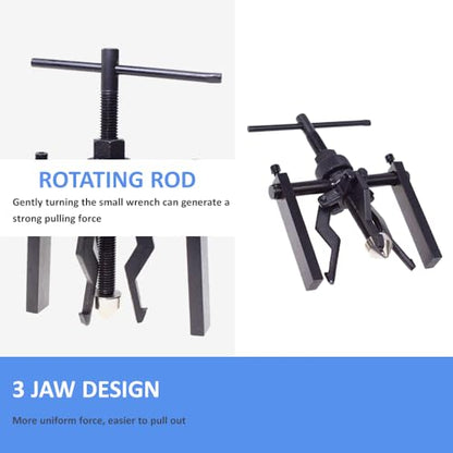 3 Jaw Inner Bearing Puller, Jaw Pilot Bearing Puller Bushing Gear Extractor Heavy Duty Pilot Bearing Removal Tool Small Bearing Pullers