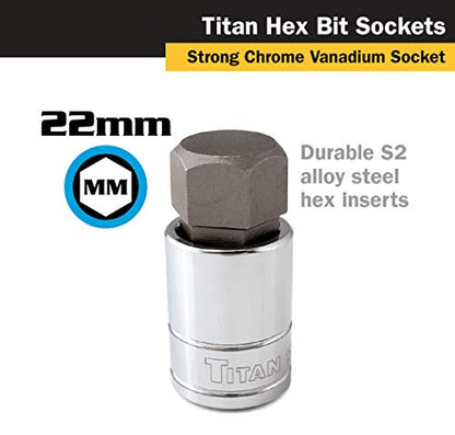 Titan 15622 1/2-Inch Drive x 22mm Hex Bit Socket - size: 22mm